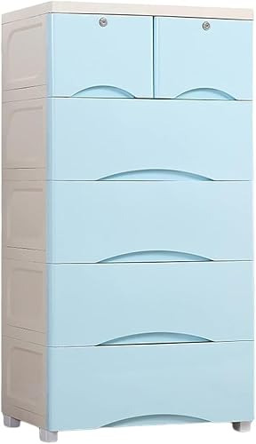 ZGSSOPTU Aufbewahrungsschrank, Kleiderschrank, Schublade, Kunststoff, Kinderspind, mehrschichtige Aufbewahrungsbox (Blau, 4 Ebenen) von ZGSSOPTU