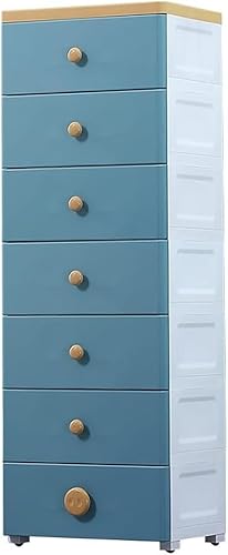 ZGSSOPTU Aufbewahrungsschrank, Spind, Kindergarderobe, große Kapazität, Schubladentyp, mehrschichtiger Kunststoff, geeignet für Wohnzimmer, Schlafzimmer, Kinderzimmer (blau, 7 Ebenen) von ZGSSOPTU
