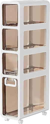 ZGSSOPTU Aufbewahrungsschrank, stapelbar, mit 2/3/4/5 Schubladen, mobil, kleiner Organizer mit Rollen, großes Fassungsvermögen (4 Etagen, 17 cm) von ZGSSOPTU