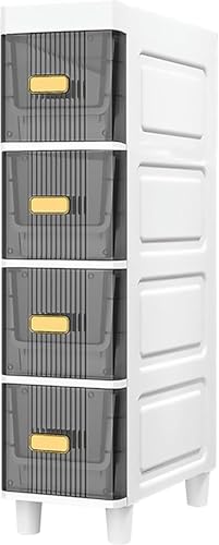 ZGSSOPTU Aufbewahrungsschrank, stapelbare Schubladen, schmaler Eckboden, schmales Toilettenpapier mit transparenten Schubladen (Grau, 4 Etagen) von ZGSSOPTU