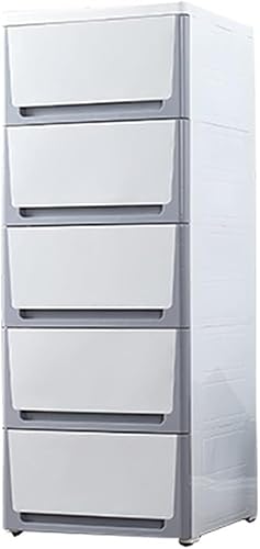 ZGSSOPTU Aufbewahrungsschrank aus Kunststoff, Schublade, Schließfach, für Wohnzimmer, Schlafzimmer, Kinderzimmer (grau, 4 Ebenen) von ZGSSOPTU