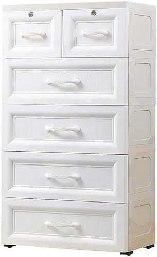 ZGSSOPTU Aufbewahrungsschrank aus Kunststoff, Schubladen-Typ, Spind, Zuhause, Kleiderschrank, geeignet für Wohnzimmer, Schlafzimmer, Kinderzimmer (weiß, 7 Ebenen) von ZGSSOPTU