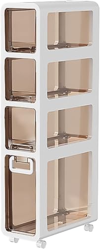 ZGSSOPTU Aufbewahrungsschrank mit 4 Schubladen und Rollen, großes Fassungsvermögen, schmaler Kommodenturm für Badezimmer, kleine Räume (4 Etagen, 17 cm) von ZGSSOPTU