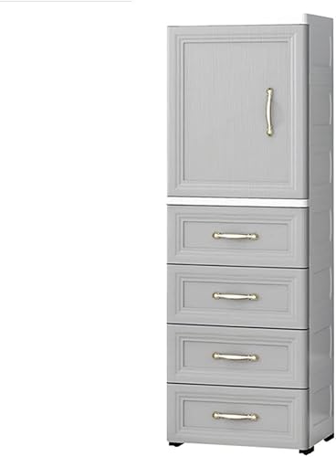 ZGSSOPTU Aufbewahrungsschrank mit offener Tür, 40 cm breit, für Küche, Haushalt, Kleinteile, schmaler Schlitz, Kunststoff (Grau, 4 Schubladen) von ZGSSOPTU