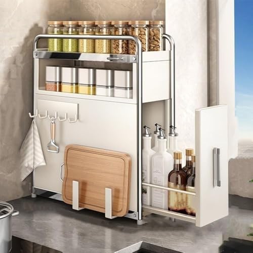 ZGSSOPTU Ausziehbare Magnethaken aus Karbonstahl, Arbeitsfläche, Regal, schmaler Rand, Speisekammerschrank für Küche, Esszimmer (weiß) von ZGSSOPTU
