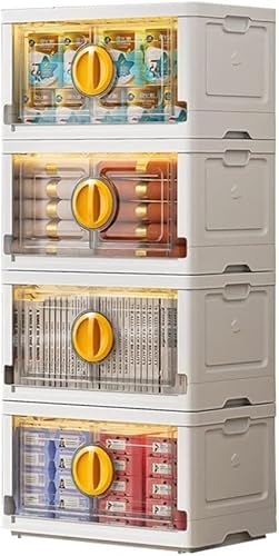 ZGSSOPTU Faltbare Aufbewahrungsschränke mit Türen und Griffen, drehbar zum Verriegeln, stapelbare Kunststoff-Aufbewahrungskörbe, Flaschenzug-Typ-Aufbewahrungsbox für Schlafzimmer, Arbeitszimmer von ZGSSOPTU