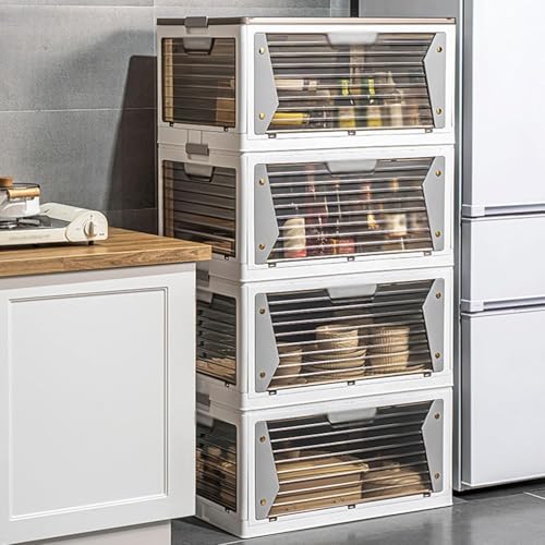 ZGSSOPTU Faltbarer Aufbewahrungsschrank mit 4 Ebenen, großes Fassungsvermögen, stapelbare Kunststoffbehälter, 52,5 cm (52,5 cm) von ZGSSOPTU