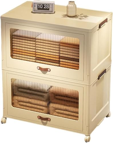 ZGSSOPTU Freistehende, faltbare Aufbewahrungsschränke mit Rollen und Ledergriffen, Kunststoff für Wohnzimmer, Büro, Schlafsaal, 45 cm (49 cm) von ZGSSOPTU