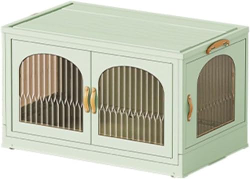 ZGSSOPTU Große stapelbare Aufbewahrungsbehälter mit Deckel, faltbare Kunststoffboxen, Rollen und doppelseitige Türen, Unterbettbehälter (grün, 55 x 32,5 x 32,7 cm) von ZGSSOPTU