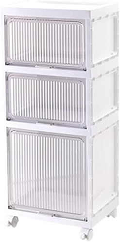 ZGSSOPTU Große stapelbare Aufbewahrungsboxen-Set für Regale, Push-Pull-Behälter mit Universalrad und Deckel (3 Ebenen) von ZGSSOPTU