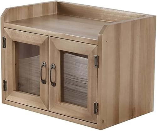 ZGSSOPTU Handgefertigter Aufbewahrungsschrank, Teeservice, Spind, Schreibtisch, Tassenbox, Kosmetik-Präsentationsregal, staubdichte Kollektion (Walnussfarbe) von ZGSSOPTU