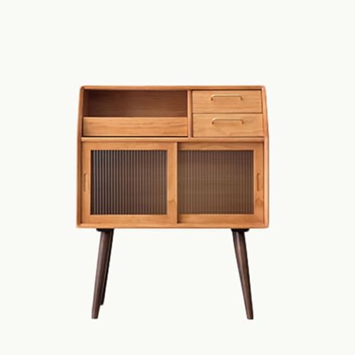 ZGSSOPTU Hochfuß-Kaffeeschrank mit Doppeltür, Selbstbedienungs-Sideboard, Teeschubladen, Wohnzimmer integrierter Wandgang (Kirschfarbe) von ZGSSOPTU