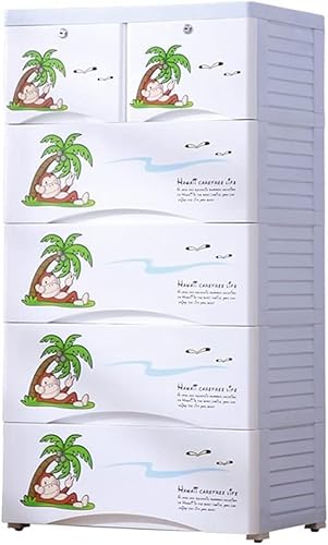ZGSSOPTU Kinder-Kleiderschrank, Kunststoff-Schublade, Aufbewahrungsschrank, Kleider-Aufbewahrungsbox (Blau, 7 Ebenen) von ZGSSOPTU