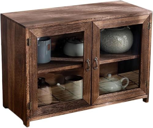 ZGSSOPTU Kleiner Küchenschrank, 60 cm, Holz-Sideboard mit Glastüren, Schrank, Lebensmittel-Display, Esszimmer, Schlafzimmer von ZGSSOPTU