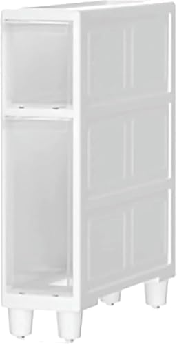 ZGSSOPTU Kleiner Schrank, 4 Etagen, schmal, freistehend, mit Kunststoff-Schubladen und Rollen, 14 cm Breite (3 Etagen, 14 cm) von ZGSSOPTU