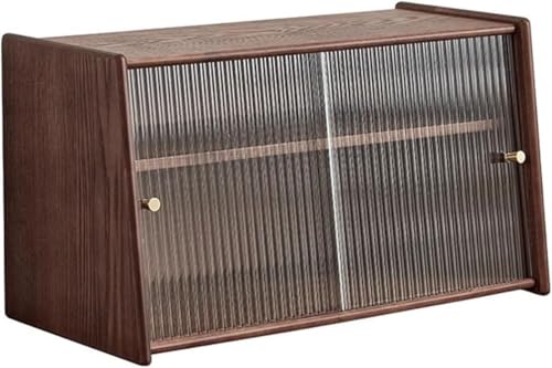 ZGSSOPTU Kleines Sideboard aus Massivholz mit 2 gestreiften Schiebetüren, freistehende Arbeitsplatte (60 cm) von ZGSSOPTU