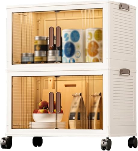 ZGSSOPTU Kunststoff-Aufbewahrungsbehälter, stapelbarer Organizer mit Rollen, Behälter mit Deckel, Boxgriff für Schlafzimmer, Wohnzimmer (45 x 28 x 53 cm) von ZGSSOPTU