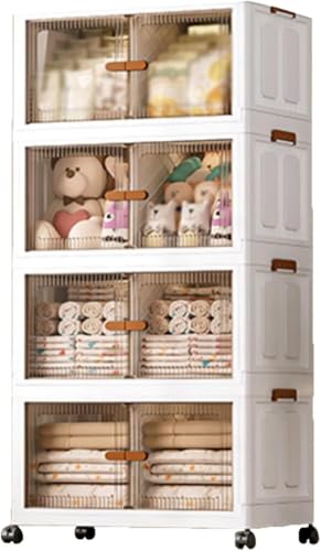 ZGSSOPTU Kunststoff-Aufbewahrungsbehälter mit Deckel, mit Rollen, Klappschrank mit Türen für Küche, Wohnheim, Garage, Outdoor, für Schrank-Organizer und (70 x 42 x 154,5 cm) von ZGSSOPTU