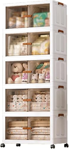 ZGSSOPTU Kunststoff-Aufbewahrungsbehälter mit Deckel, mit Rollen, Klappschrank mit Türen für Küche, Wohnheim, Garage, Outdoor, für Schrank-Organizer und (70 x 42 x 191,2 cm) von ZGSSOPTU