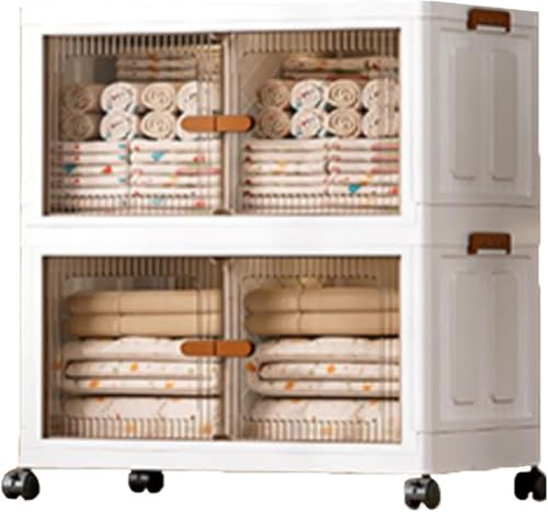 ZGSSOPTU Kunststoff-Aufbewahrungsbehälter mit Deckel, mit Rollen, Klappschrank mit Türen für Küche, Wohnheim, Garage, Outdoor, für Schrank-Organizer und (70 x 42 x 80,8 cm) von ZGSSOPTU