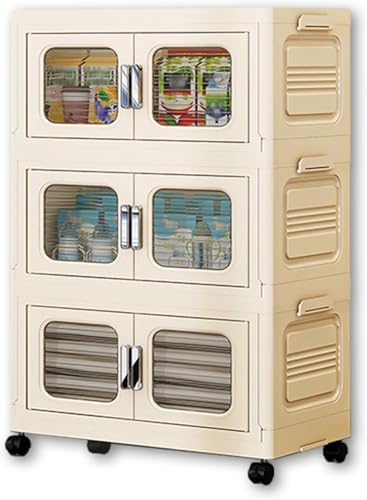 ZGSSOPTU Kunststoff-Boxen mit Deckel, stapelbare Türen, transparente Box, magnetisch, für Schlafzimmer, Wohnzimmer, Küche (60 x 38 x 102 cm, 3 Ebenen) von ZGSSOPTU