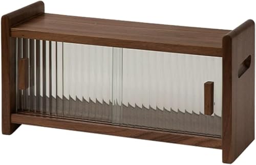 ZGSSOPTU Massivholz-Arbeitsplattenschrank, Sideboard mit Glastüren, transparente Vitrine, doppellagiges Wasserbecherregal, Kaffee-Aufbewahrung von ZGSSOPTU
