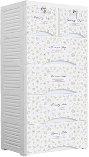 ZGSSOPTU Mehrschichtiger Aufbewahrungsschrank aus Kunststoff mit Rollen, Schublade, Baby-Kleiderschrank, Kinderaufbewahrung, fünf Schubladen (diffuse Regen, 7 Ebenen) von ZGSSOPTU