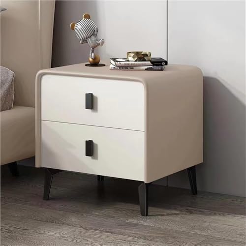ZGSSOPTU Moderner multifunktionaler Nachttisch mit 2 Schubladen, Holz-Beistelltisch, Mikrofaser-Leder, Nachttisch für Schlafzimmer, Wohnzimmer (Khaki, 40 cm) von ZGSSOPTU