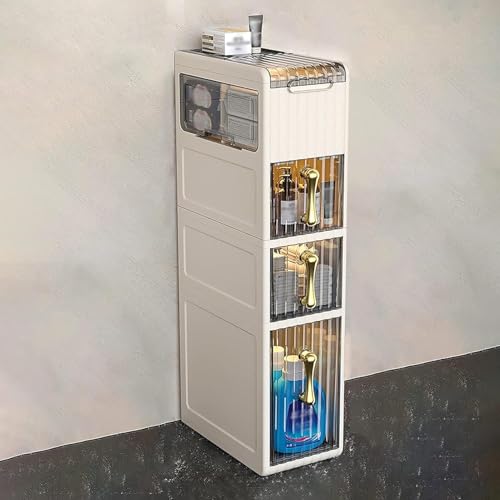 ZGSSOPTU Schmaler Badezimmerschrank mit Toilettenpapierhalter, schmale vertikale Schublade, groß, 4 Etagen von ZGSSOPTU