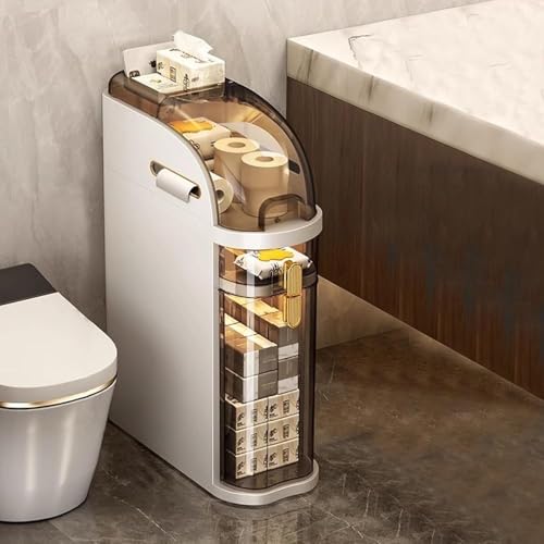 ZGSSOPTU Schmaler Badezimmerschrank mit transparenten Schubladen und Rollen, freistehendes Rollregal (L x B x H) 40,9 x 18 x 58,9 cm von ZGSSOPTU