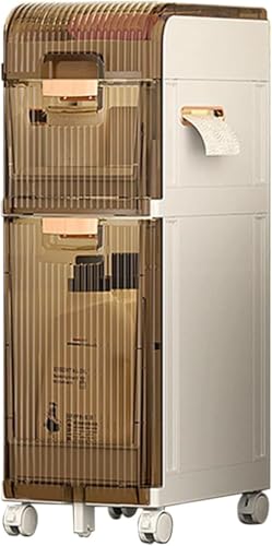 ZGSSOPTU Schmaler Boden-Organizer, schmaler Badezimmer-Aufbewahrungsschrank mit Toilettenpapierhalter, Schubladen und Rollen (3 Etagen) von ZGSSOPTU