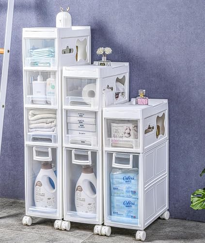 ZGSSOPTU Schmaler Schrank mit 19 cm breit, schmales Badezimmer mit Toilettenpapierhalter, Schubladen und Rollen, Lücken, 2 Etagen ZGSSOPTU Schmaler Schrank mit 19 cm breit, schmales Badezimmer mit Toilettenpapierhalter, Schubladen und Rollen, Lücken, 2 Etagen von ZGSSOPTU