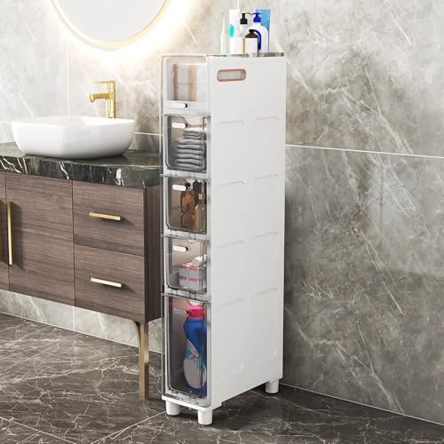 ZGSSOPTU Schmaler Schrank mit 5 Ebenen, schmaler Toilettenschrank mit transparenten Schubladen und Rollen, stabile Kommode für Badezimmer, Grau Transparent, 5 Etagen ZGSSOPTU Schmaler Schrank mit 5 Ebenen, schmaler Toilettenschrank mit transparenten Schubladen und Rollen, stabile Kommode für Badezimmer, Grau Transparent, 5 Etagen von ZGSSOPTU