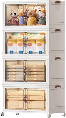ZGSSOPTU Schrank-Organizer und Aufbewahrung, Mülleimer mit Deckel, faltbare Türen und Räder, doppelte Öffnung, Organizer für Heimbüro (65 x 42 x 145 cm) von ZGSSOPTU