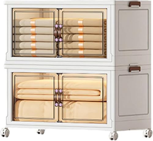 ZGSSOPTU Schrank-Organizer und Aufbewahrung, Mülleimer mit Deckel, faltbare Türen und Räder, doppelte Öffnung, Organizer für Heimbüro (65 x 42 x 76 cm) von ZGSSOPTU