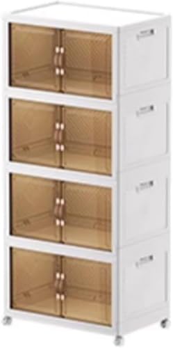 ZGSSOPTU Schrank-Organizer und Aufbewahrung, faltbare Mülleimer mit Rollen, Kunststoff-Organizer mit Schrank mit Türen (60 x 38 x 129,2 cm) von ZGSSOPTU