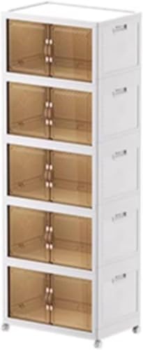 ZGSSOPTU Schrank-Organizer und Aufbewahrung, zusammenklappbare Mülleimer mit Rollen, Kunststoff-Organizer mit Schrank mit Türen (60 x 38 x 169 cm) von ZGSSOPTU