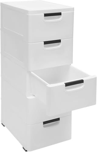 ZGSSOPTU Schrank mit 5 Schubladen und Rollen, vertikaler Turm, für Wohnzimmer, Schlafzimmer, Küche, Garderobe von ZGSSOPTU