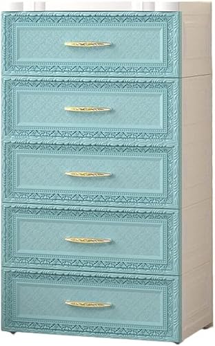 ZGSSOPTU Schubladenschrank aus Kunststoff, mehrschichtig, Kinderschrank, Aufbewahrung, Schrank, Organizer (blau, 5 Ebenen) von ZGSSOPTU