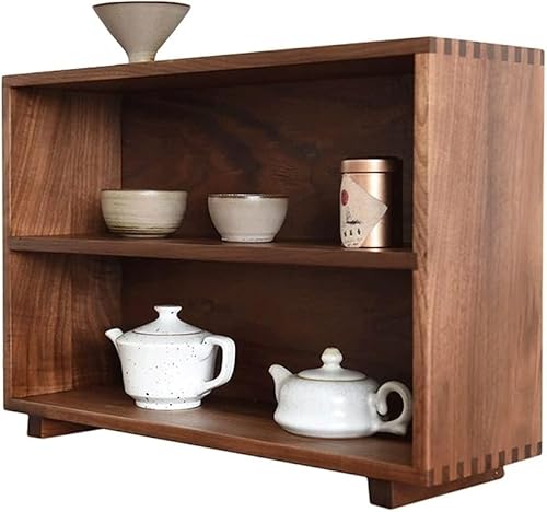 ZGSSOPTU Sideboard Regale Kleine Schränke Desktop-Schränke Schwarz Walnuss Aufbewahrung Display Rack 3 Schichten Massivholz Haushalt von ZGSSOPTU