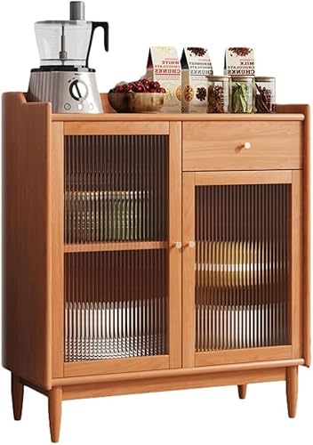 ZGSSOPTU Sideboard Schrank aus Kiefernholz, Kaffee für den vollen Versand, mit Schubladen, Wohnzimmerwandverkleidung Home Storage, von ZGSSOPTU