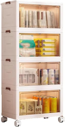 ZGSSOPTU Stapelbare Aufbewahrungsbehälter mit Deckel, faltbarer Aufbewahrungsbehälter mit Tür und Rädern, stapelbare Würfel, Behälter, Regal-Organizer, Schrank für Heimbüro (60 x 38 x 136,2 cm) von ZGSSOPTU