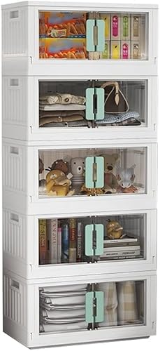 ZGSSOPTU Stapelbare transparente Aufbewahrungsbox mit Türen, faltbar, tragbar und geräumig, für Schlafzimmer, Schrank oder Arbeitszimmer, lebendiges Grün, Größe: 49 x 31 x 130 cm von ZGSSOPTU