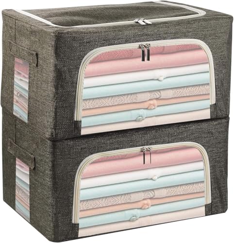 ZGSSOPTU Stoff-Aufbewahrungsbox, faltbarer Mülleimer, stapelbare Behälter, Kleider-Organizer mit durchsichtigem Kaffeebraun ZGSSOPTU Stoff-Aufbewahrungsbox, faltbarer Mülleimer, stapelbare Behälter, Kleider-Organizer mit durchsichtigem Kaffeebraun von ZGSSOPTU