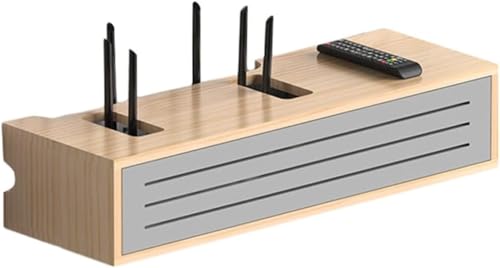 ZGSSOPTU TV-Schrank aus Massivholz, Drahtsockel, Abschirmung, Set-Top-Box, schwimmender Ständer, verstecken Sie die Kabelverschlüsse, WLAN-Aufbewahrung, Holzfarbe, Länge 60 cm von ZGSSOPTU