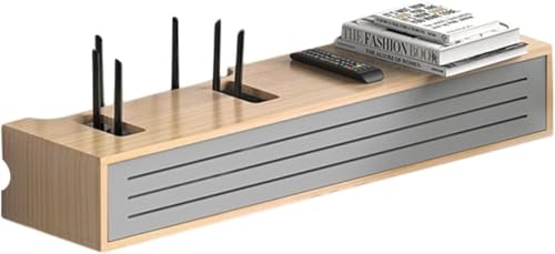 ZGSSOPTU TV-Schrank aus Massivholz, Drahtsockel, Abschirmung, Set-Top-Box, schwimmender Ständer, verstecken Sie die Kabelverschlüsse, WLAN-Aufbewahrung, Holzfarbe, Länge 80 cm von ZGSSOPTU