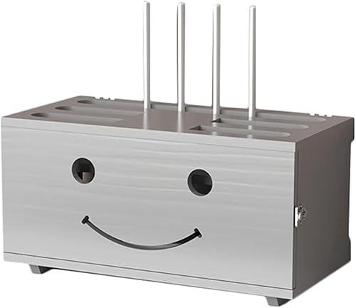ZGSSOPTU TV-Schrank aus Massivholz, Schreibtisch-Router, Aufbewahrungsregal, Wandhalterung, optisches Modem, Organizer, Box, Kabelbuchse, Okklusion (grau) von ZGSSOPTU