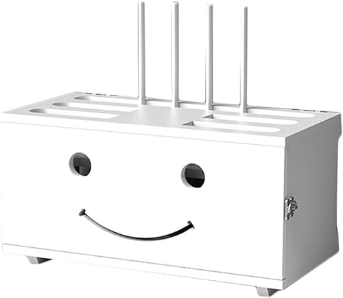 ZGSSOPTU TV-Schrank aus Massivholz, Schreibtisch-Router, Aufbewahrungsregal, Wandhalterung, optisches Modem, Organizer, Box, Kabelbuchse, Okklusion (weiß) von ZGSSOPTU
