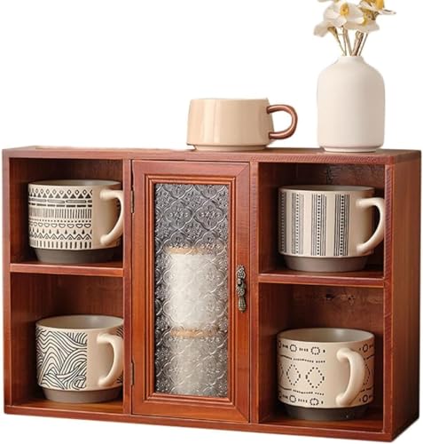 ZGSSOPTU Tee-Set aus Holz, Schrank, Küche, Badezimmer, Arbeitsplatte, Mini-Organizer, Buffet, Sideboard mit Glastüren, Vitrine von ZGSSOPTU
