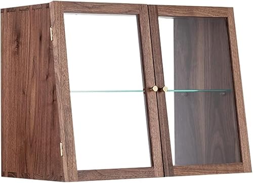 ZGSSOPTU Trapezförmige Aufbewahrungsschränke aus Massivholz, Haushaltsglas, Display, Schreibtisch, Kosmetik, Tee-Utensilien, handgefertigtes Sideboard (schwarze Walnuss) von ZGSSOPTU